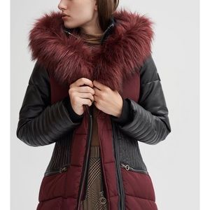 Retail $479 Plus Size 1 x Parka black and wine